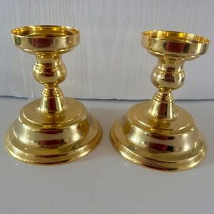 International Silver Company Gold Plated Candlestick Holders w/Inserts Set of 2